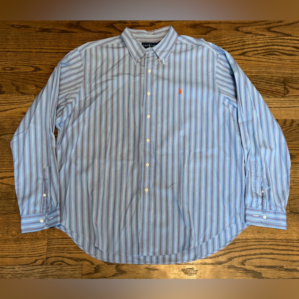 Ralph Lauren Men's Striped Button Down Shirt, Classic Fit, XXL